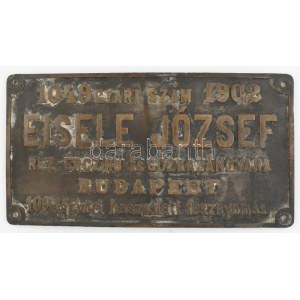 cca 1900 Eisele József réz, ércmű és gőzkazángyár Budapest, gőz gép réz tábla ...