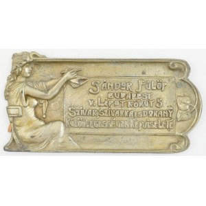 cca 1900 Sándor Fülöp szivar, szivarka és dohány különlegességek képviselete szecessziós réz tábla ...