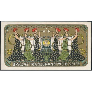 cca 1910 Brázay szappan - szecessziós, aranynyomásos reklám, szép állapotban