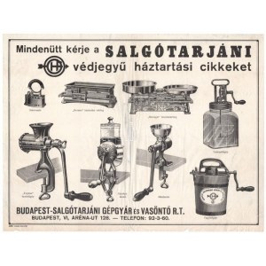 cca 1910-1930 Mindenütt kérje a Salgótarjáni védjegyű háztartási cikkeket, illusztrált reklám prospektus, Bp., Posner...