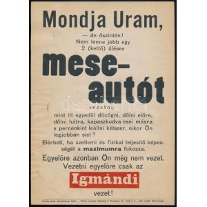 cca 1920 Vezetni egyelőre csak az Igmándi vezet! Schmidhauer-féle Igmándi keserűvíz, reklám-,villamosplakát, Bp....