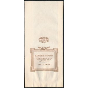 Kugler Henrik Gerbaud Budapest bonbonos papírzacskó, szép állapotban, 15,5×7 cm