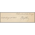 1908 Besztercebánya, Dr. Schönfeld Áron rabbi kézzel írt levele tanárának, autográf aláírással, fejléces papíron...