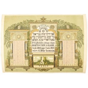 1941 Judaika halotti emlék tábla litografált grafikával. / Judaica litho tables 42x30 cm
