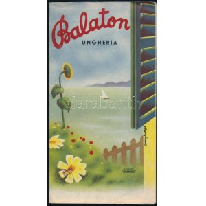 cca 1930-1940 Balaton, olasz nyelvű utazási prospektus, Berény-Bortnyik grafikája