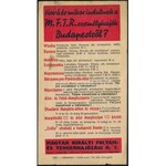 1936 M.F.T.R. (Magyar Királyi Folyam- és Tengerhajózási Rt.) személyhajójáratok menetrendje