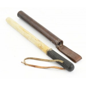 1920-1940 Rendőr gumibot bőr tokjával. Az első rendszeresített fajta. Javított. 40 cm / Vintage police baton ...