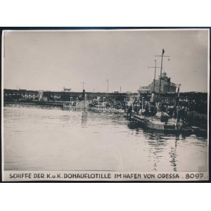 cca 1916 Az osztrák-magyar Dunai flottilla hajói Odesszánál, fotó / Austro-Hungarian Danube Fleet warhsips at Odessa...