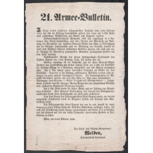 1849 21. Armee-Bulletin, 1849. február 3., Ludwig von Welden (1780-1853) altábornagy...
