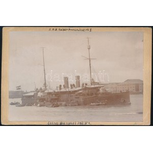 1911 Az SMS Kaiser Franz Joseph csatahajó Sanghajban, Kínában Japánba való továbbindulása előtt, eredeti fotó...