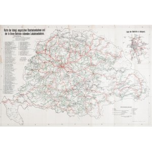 cca 1910 Karte der königl. ungarischen Staatseisenbahnen und der in ihrem Betriebe steheden Lokaleisenbahnen, 1:1,050...