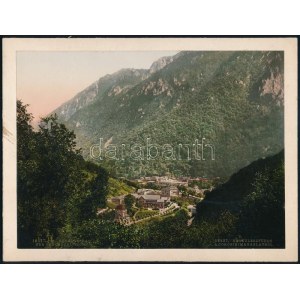 cca 1880 Herkulesfürdő a Coronini magaslatról, kartonra ragasztva, 16,5×22 cm