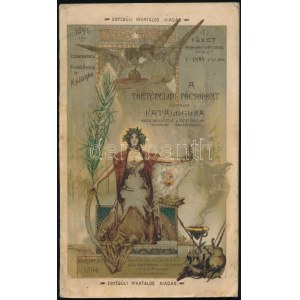 1896 Bp., 1896-iki Ezredéves Országos Kiállítás, A történelmi főcsoport hivatalos katalógusa I. füzet, litho címlap...
