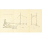 1904 A budapesti Erszébet híd vasszerkezete, vázszerkezeti ábra, belsejében a híd képével, szakadásokkal...