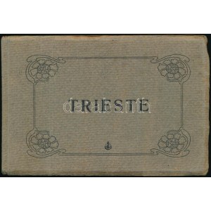 cca 1910 Trieszt (Trieste, Italy) nevezetességeit bemutató képes album, szecessziós címlappal, 20 képpel, kissé foltos ...