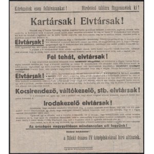1919 Kartársak! Elvtársak! Nézzétek meg a Vasutas Szövetség lapjában megjelent fizetési javaslatok táblázatát...