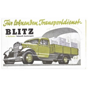 cca 1940 Blitz 6 Zylinder Schnell-Lastwagen - Opel Blitz teherautó német nyelvű prospektusa, kihajtható...