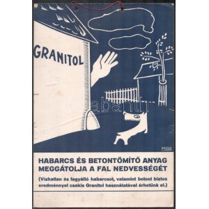 cca 1940 Granitol habarcs karton plakát. Kis beszakadással, 23,5x34 cm