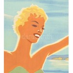 cca 1950 France, Trouville, la reine des plages. Turisztikai plakát. Ofszet, papír. Lobrot jelzéssel. Feltekerve...
