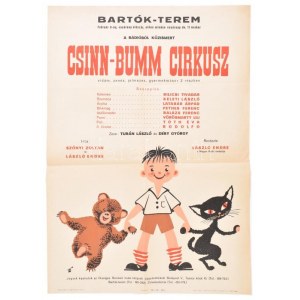 1959 A Csinn-Bumm Cirkusz vidám jelmezes gyerekműsor plakátja, szerepekben: Bilicsi Tivadar, Latabár Árpád, Rodolfo...