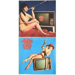 cca 1980 2 db Orion TV reklám plakát hölgyekkel. 33x33 cm