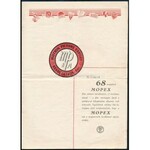 cca 1940 Mopex Motion Picture Export Association Magyarországon megjelent filmjeinek jegyzéke. 6l...