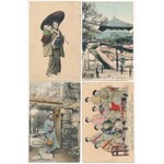 12 db RÉGI japán és kínai képeslap jó minőségben: városok, folklór, uralkodók / 12 pre...