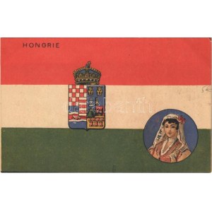 Hongrie / Magyar Királyság középcímere, magyar zászló / Kingdom of Hungary, Hungarian flag and coat of arms...