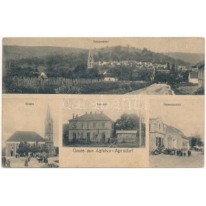 1913 Ágfalva, Agendorf (Sopron); templom, vasútállomás a központi állítóközpont még különálló épületével, utca, üzlet...