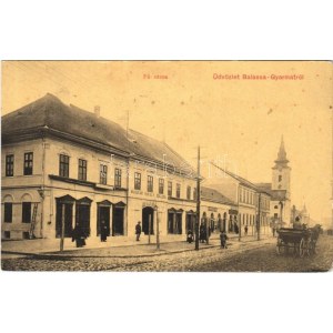 1913 Balassagyarmat, Balassa-Gyarmat; Fő utca, Magyar Király szálloda, étterem, bor és sörcsarnok, templom, lovaskocsi...