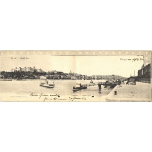 1903 Budapest I. Királyi vár, pesti rakpart, Kalodont fogtisztítószer reklám, ingahajó. Divald Károly 644...