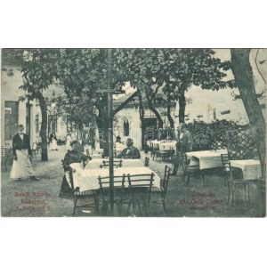 1908 Budapest I. Buzik András Öreg Diófa vendéglő kerthelyisége. Pálya utca 3. (fl)