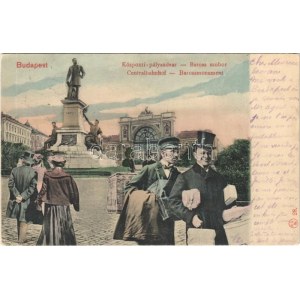 1907 Budapest Központi (Keleti) pályaudvar, Baross szobor. Kl.V. Bp. 28...