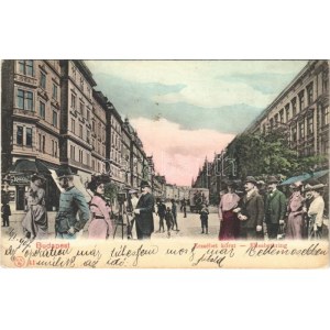1907 Budapest VII. Erzsébet körút, Király nagy kávéház. Kl.V. Bp. Montázs hölgyekkel, urakkal...