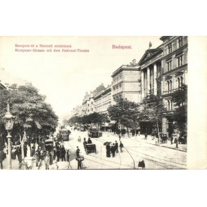 Budapest VII. Kerepesi út (Rákóczi út), Nemzeti színház, villamos