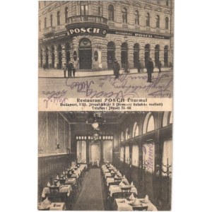 1923 Budapest VIII. Posch éttermei, bor és sörháza, belső. József körút 3...