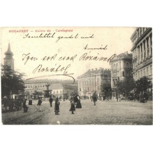 1905 Budapest IX. Kálvin tér, villamos, üzletek (fl)