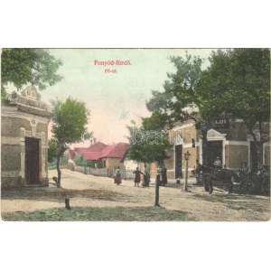1909 Fonyód-fürdő, Fő út, lovaskocsi, Hullám szálloda, Tényi Lajos üzlete és saját kiadása (EK...