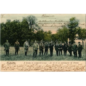 1904 Gödöllő, Ferenc József király és vadásztársasága, vadászok puskákkal. Ripka F. Gödöllő...