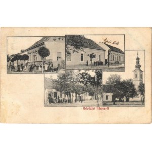 1912 Kémes, templom, utcaképek, jegyzői lak, Fischer Ignátz üzlete