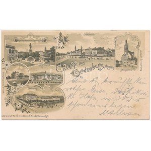 1899 (Vorläufer!) Sopron, Oedenburg; Széchenyi szobor és tér, Várkerület, Deák tér, Lähne gyógyintézet, Soproni Győri ...