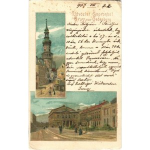 1903 Sopron, Oedenburg; Várostorony, Színház tér. L. F. Kummert Nr. 6201. litho s: Götzinger (EB...