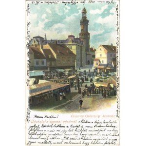 1899 (Vorläufer) Sopron, Vásár, Karl Pollák üzlete / Oedenburger Jahrmarkt