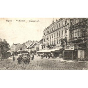 Sopron, Várkerület, Stollwerck csokoládé reklámja, utcakép, Breuer Testvérek üzlete (Rb)