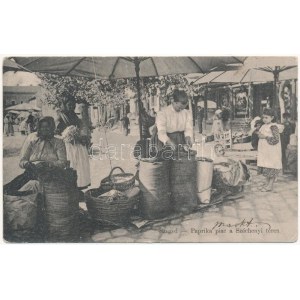 1906 Szeged, paprika piac a Széchenyi téren, árusok