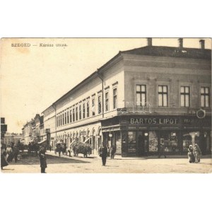 Szeged, Kárász utca, Fischer Testvérek üzlete, Bartos Lipót könyvnyomda, Eisenstadter és társai üzlet (fl...