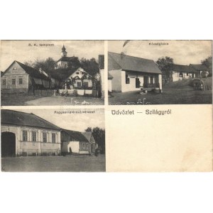 1929 Szilágy (Pécsvárad), Római katolikus templom, községháza, fogyasztási szövetkezet üzlete. Schemnitz fényképész (EK...