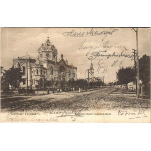 1904 Szolnok, utca, templom, zsinagóga