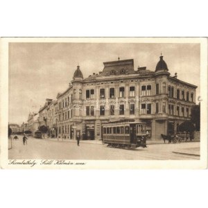 1926 Szombathely, Széll Kálmán utca, villamos, fodrász, Pauk Testvérek üzlete...
