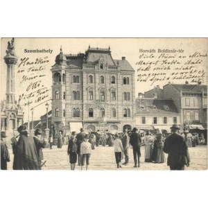 1906 Szombathely, Horváth Boldizsár tér, drogéria, piac, Rechnitzer Jakab üzlete...